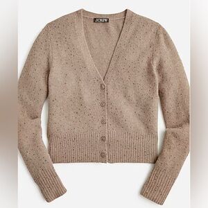 J.Crew V-neck Cardigan Sweater & Shell Supersoft Yarn Crystals XXL HTHR UMBER